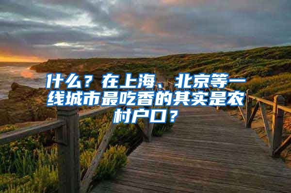 什么？在上海、北京等一線城市最吃香的其實是農(nóng)村戶口？