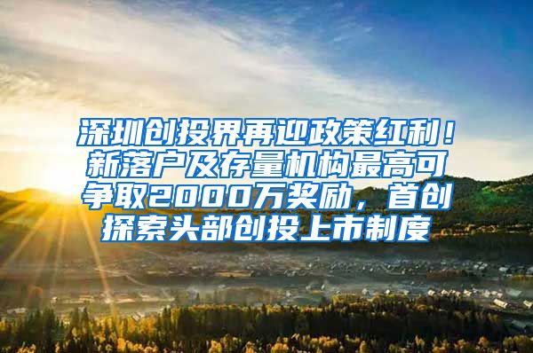 深圳創(chuàng)投界再迎政策紅利！新落戶及存量機構(gòu)最高可爭取2000萬獎勵，首創(chuàng)探索頭部創(chuàng)投上市制度