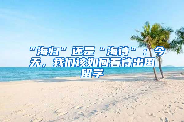 “海歸”還是“海待”：今天，我們?cè)撊绾慰创鰢魧W(xué)