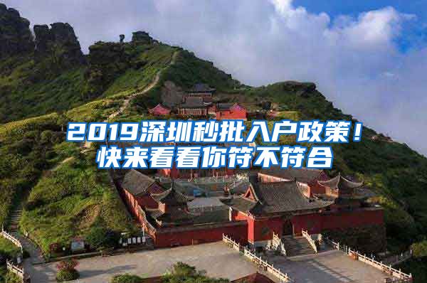 2019深圳秒批入戶政策！快來看看你符不符合