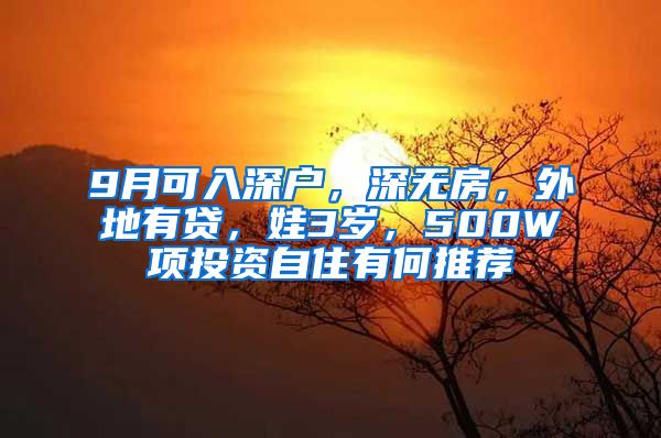 9月可入深戶，深無房，外地有貸，娃3歲，500W項(xiàng)投資自住有何推薦