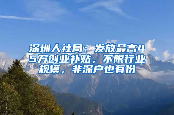 深圳人社局：發(fā)放最高45萬創(chuàng)業(yè)補(bǔ)貼，不限行業(yè)規(guī)模，非深戶也有份