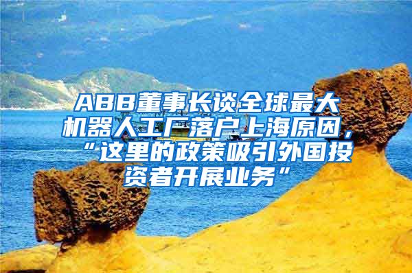 ABB董事長談全球最大機(jī)器人工廠落戶上海原因，“這里的政策吸引外國投資者開展業(yè)務(wù)”