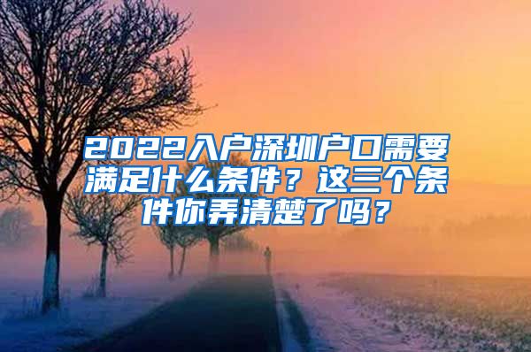 2022入戶深圳戶口需要滿足什么條件？這三個(gè)條件你弄清楚了嗎？