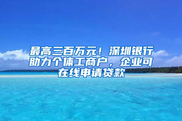 最高三百萬元！深圳銀行助力個體工商戶，企業(yè)可在線申請貸款