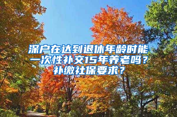 深戶在達(dá)到退休年齡時(shí)能一次性補(bǔ)交15年養(yǎng)老嗎？補(bǔ)繳社保要求？