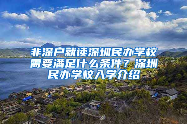 非深戶就讀深圳民辦學(xué)校需要滿足什么條件？深圳民辦學(xué)校入學(xué)介紹