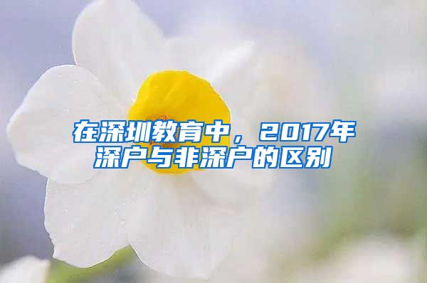 在深圳教育中，2017年深戶與非深戶的區(qū)別