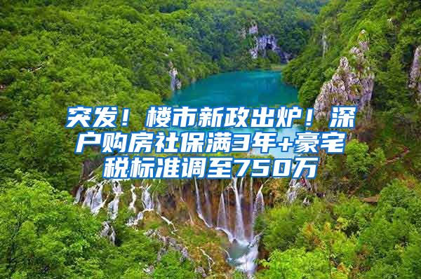 突發(fā)！樓市新政出爐！深戶購房社保滿3年+豪宅稅標(biāo)準(zhǔn)調(diào)至750萬