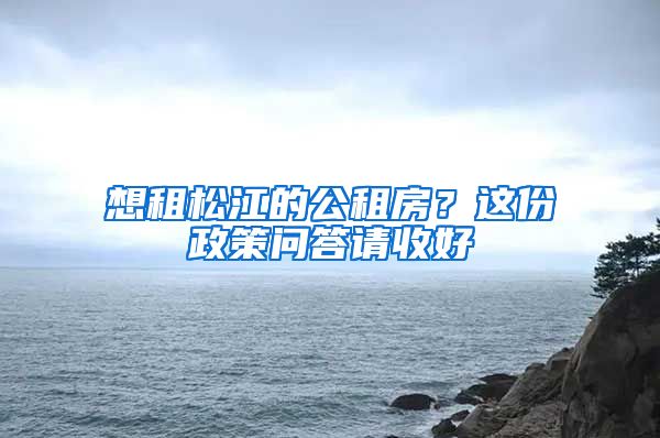 想租松江的公租房？這份政策問答請收好→