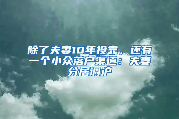 除了夫妻10年投靠，還有一個(gè)小眾落戶渠道：夫妻分居調(diào)滬