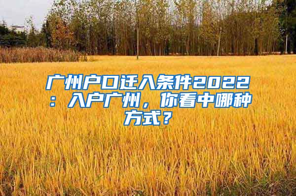 廣州戶口遷入條件2022：入戶廣州，你看中哪種方式？