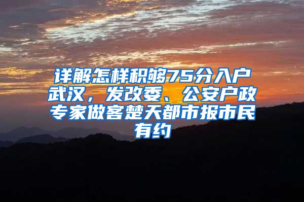 詳解怎樣積夠75分入戶武漢，發(fā)改委、公安戶政專家做客楚天都市報市民有約