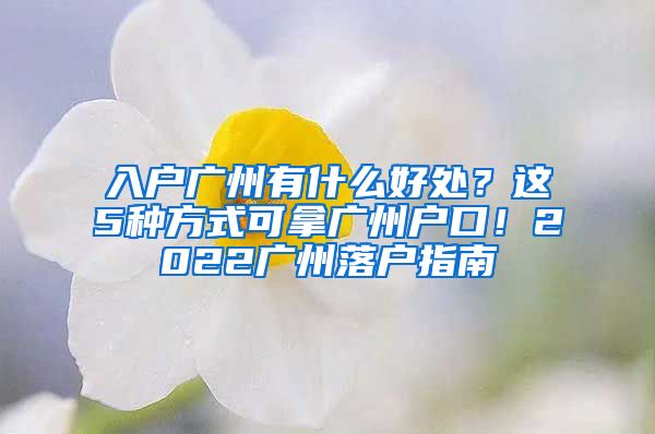 入戶廣州有什么好處？這5種方式可拿廣州戶口！2022廣州落戶指南