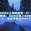 2022上海市高考一分一段表：600分以上628人，本科率能達80%？